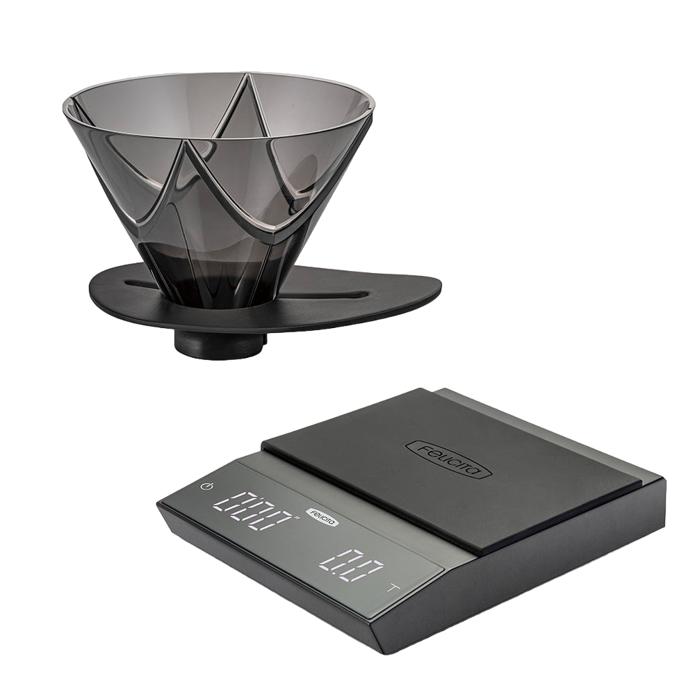 Hario V60 Mugen Dripper and Felicita Incline Scale Bundle