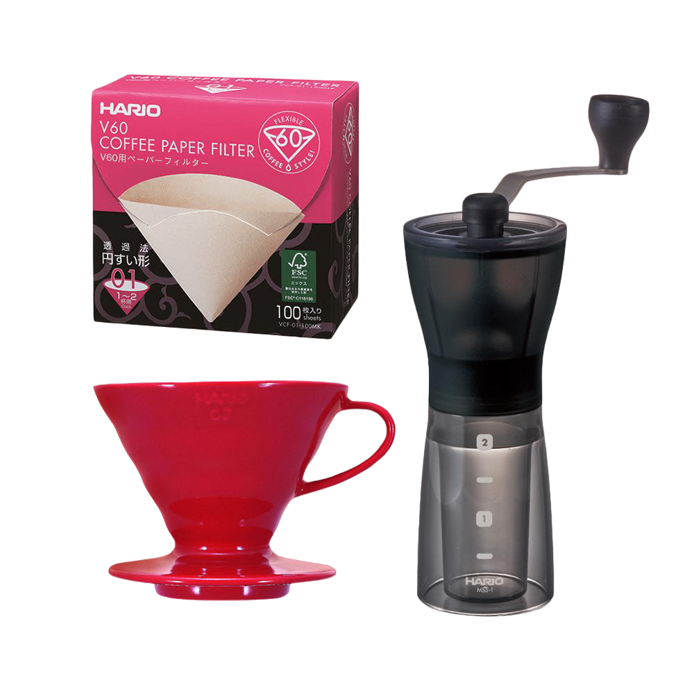 Hario Mini Mill Plus V60 Ceramic Starter Kit - Size 02