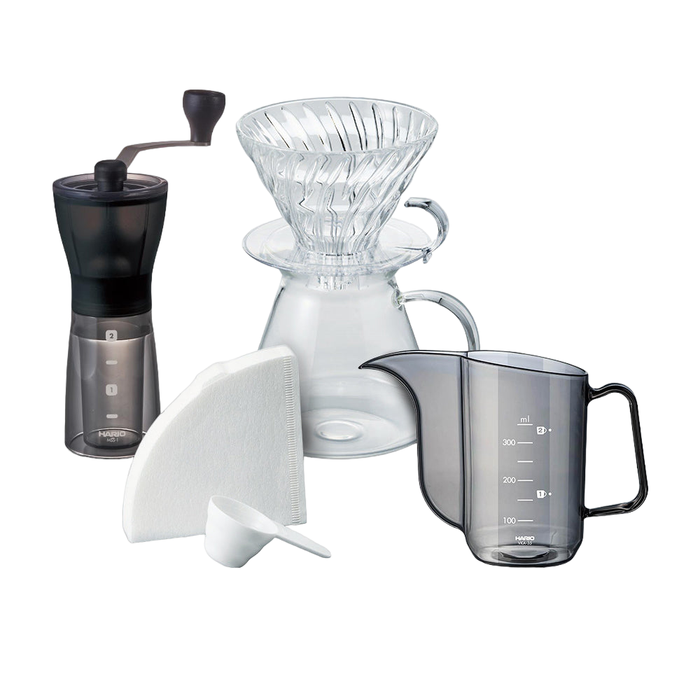 Hario Mini Mill PLUS and Simply Hario V60 Glass Brewing Kit